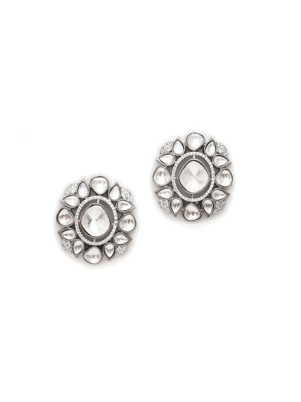 Kundan Earrings (silver) - Ruby Raang - Distacart