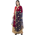 A R Silk Net Zari Flower Fancy Dupatta Color Navy Dupatta or Chunni