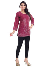 Snehal Creations Magenta Faux Crepe Short Kurti Tunic Top