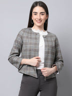 Even Apparels Brown Polywool Open Front Statement Women's Jacket - Distacart