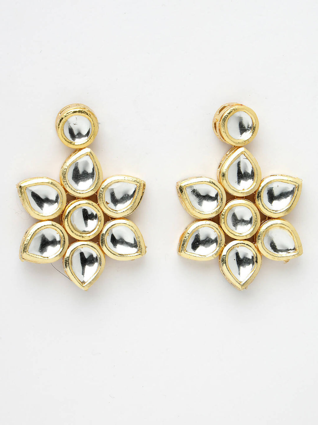 NVR Women's Gold-Plated Kundan 2 Layered Handcrafted Jewellery Sets With Drop Earrings - Distacart