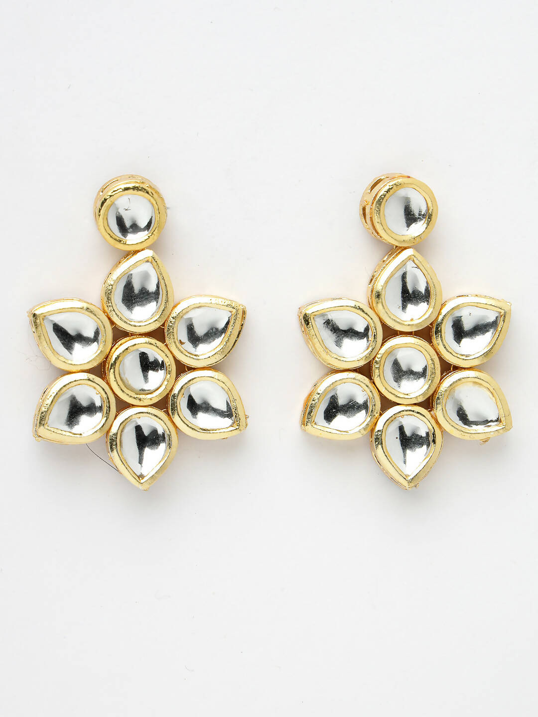 NVR Women's Gold-Plated Kundan 2 Layered Handcrafted Jewellery Sets With Drop Earrings - Distacart