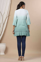 Juniper Sage Green Rayon Festive Embroidered Tiered Tunic For Women - Distacart