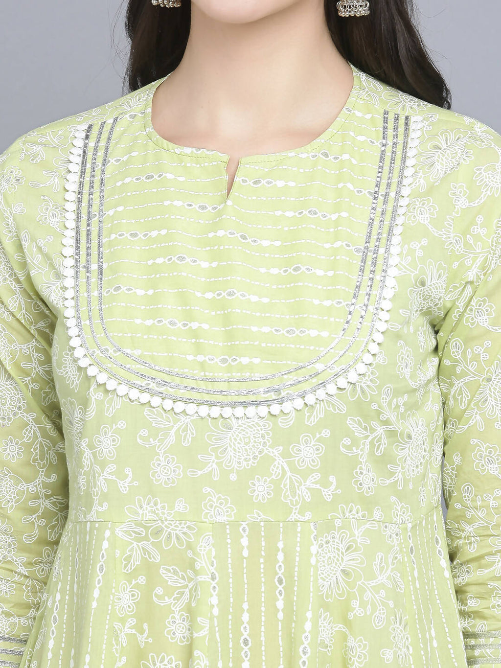 Myshka Women's Green Ethnic Motifs A-Line Midi Dress - Distacart