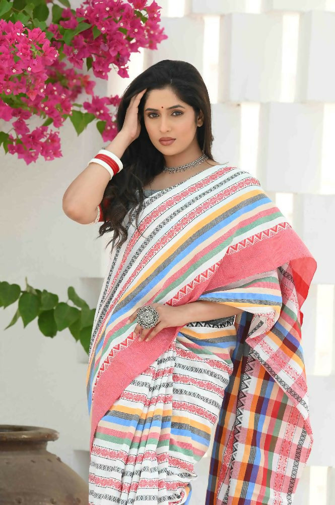 Beatitude Multicolor Cotton Handloom Saree