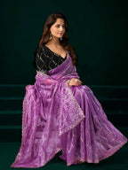 Joban Fashion Lavender Net Party Wear Sarees - Distacart