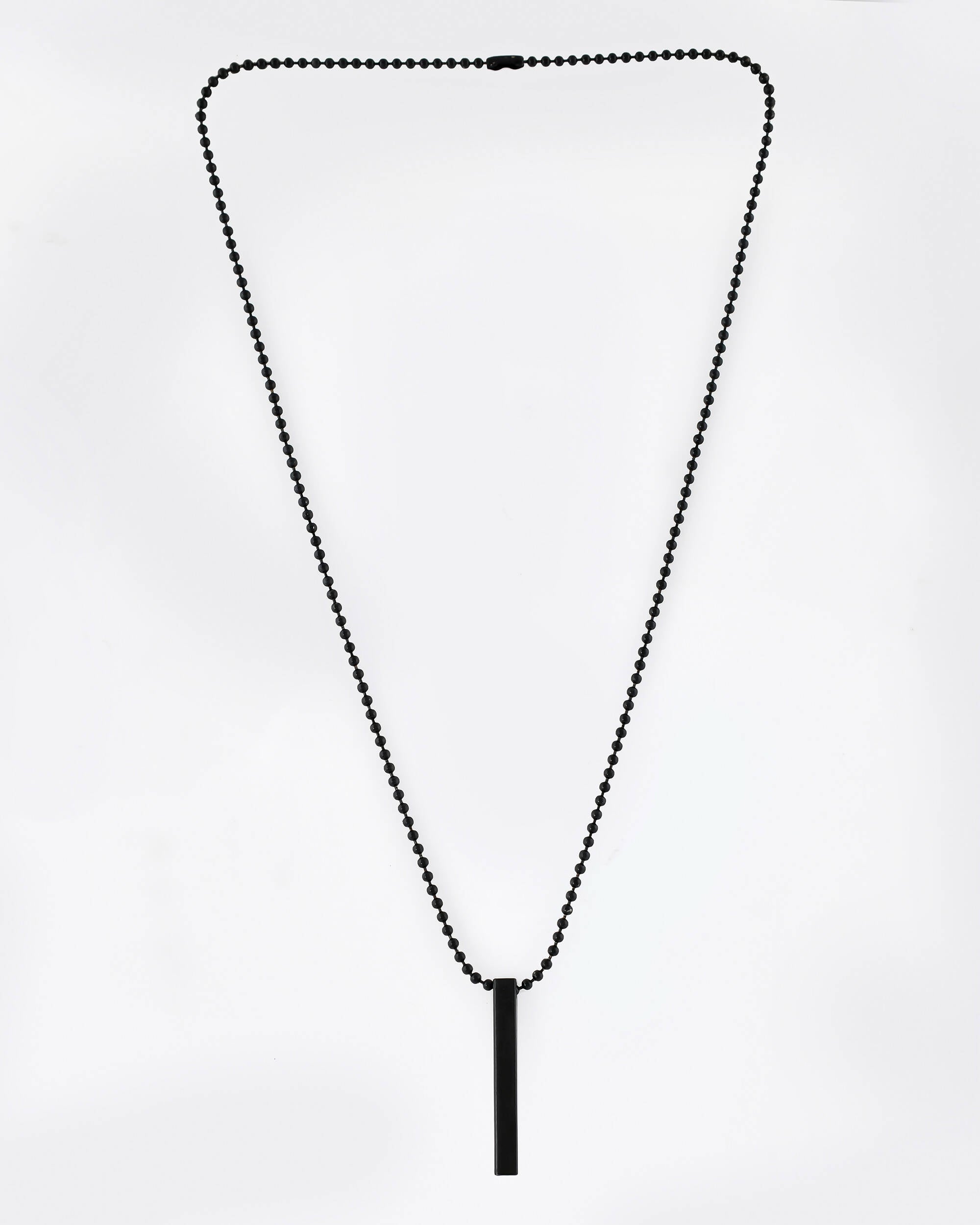 VOJ Women Black -Toned Stainless Steel Rhodium Plated Chain With Pendant Beads Chain