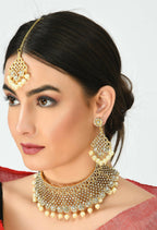 Mominos Fashion Johar Kamal Traditional Rajwadi Design Heavy Golden Necklace Set - Distacart