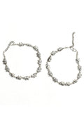 Mominos Fashion Kamal Johar Oxidised Elephant Design Silver Anklets