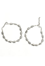 Mominos Fashion Kamal Johar Oxidised Elephant Design Silver Anklets