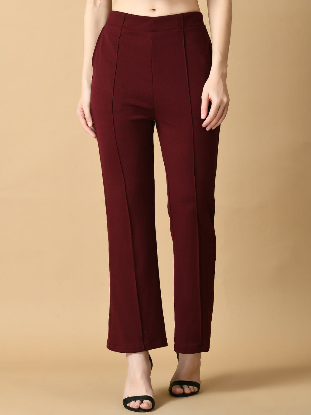 Myshka Women's Magenta Solid Coat With Trousers