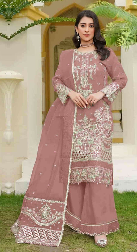 Anaita Brown Fox Georgette Stitched Suit with Embroidery Sequins