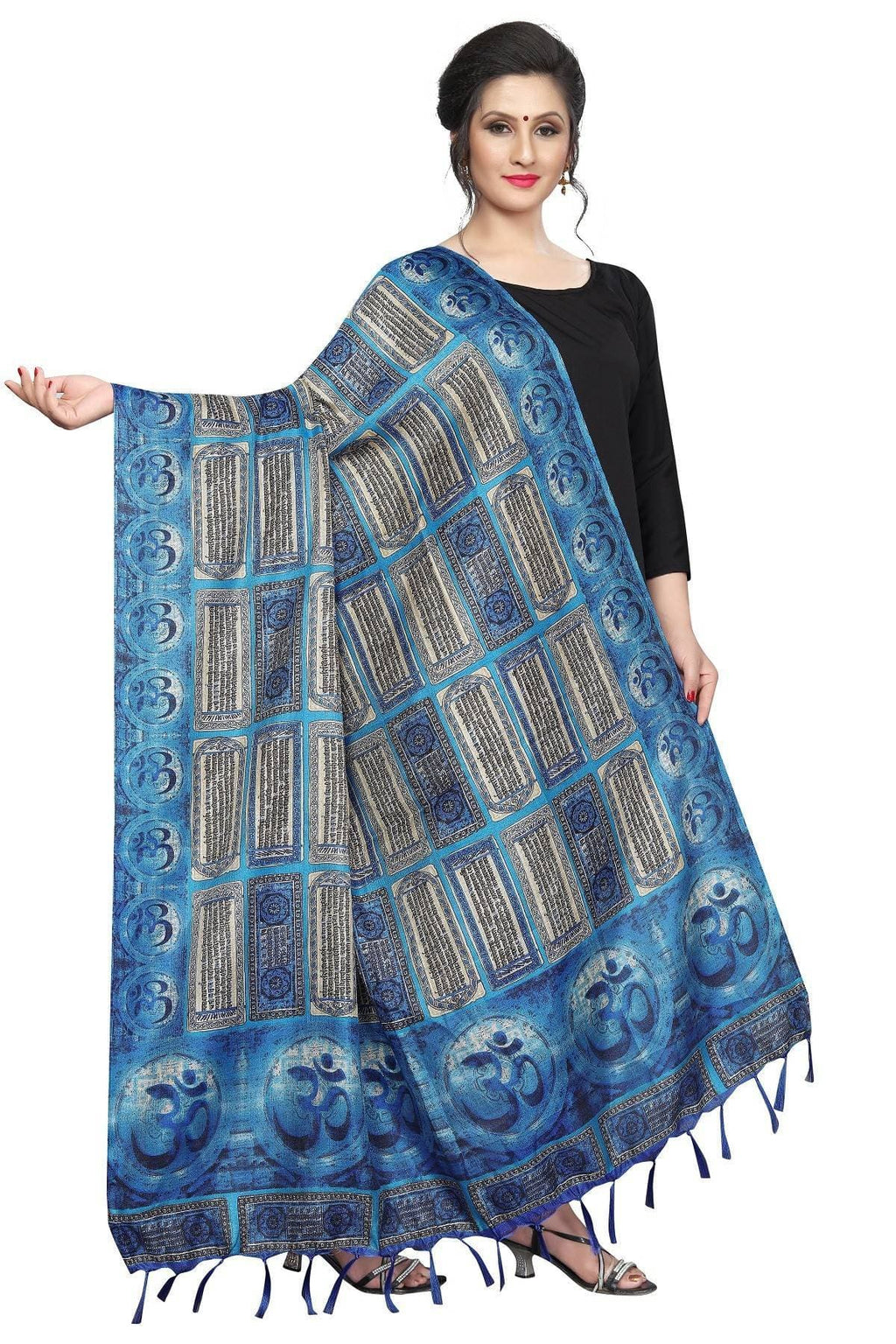 Vamika Blue Printed Khadi Bhagalpuri Dupatta