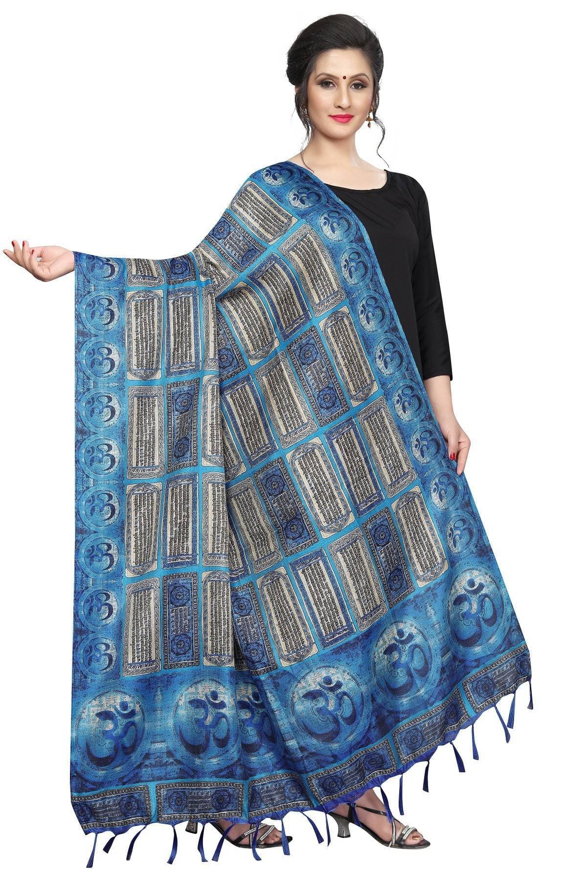 Vamika Blue Printed Khadi Bhagalpuri Dupatta