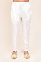 Joban Fashion Art Silk White Kurta With Straight Fit Pant