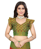 Vamika Red Chiffon Brasso Bollywood Style Woven Saree (ALIZA RED) - Distacart