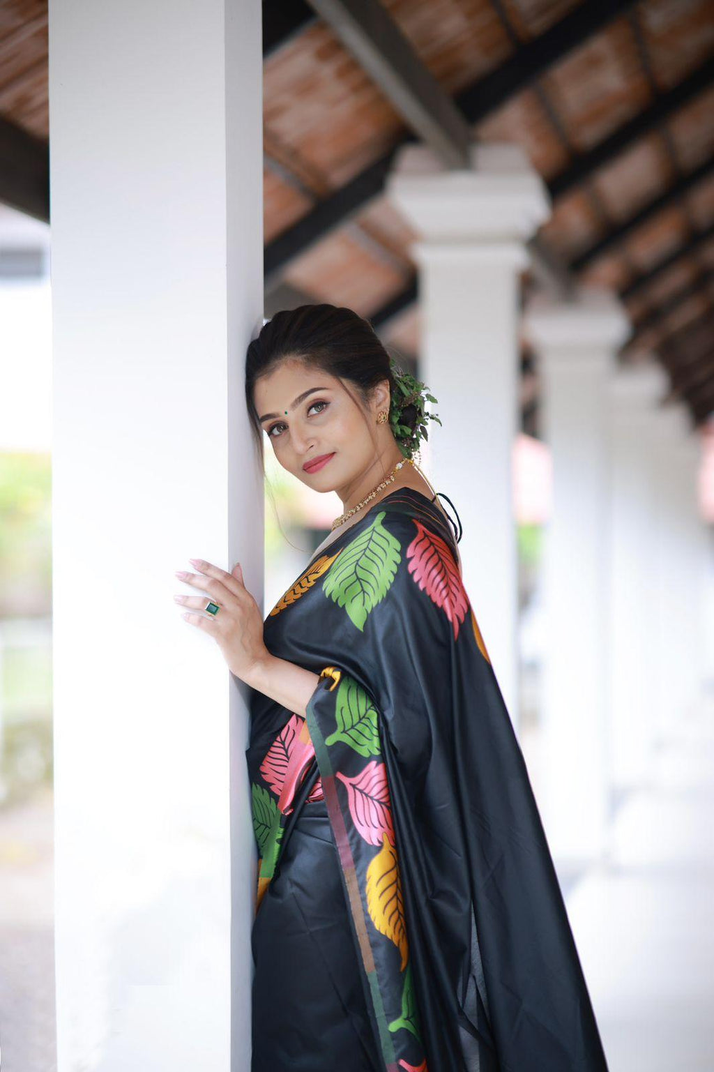 Black Pure Silk Woven Design Saree with Unstitched Blouse - Hiral Fashion