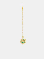 Ruby Raang Gold Green Kundan Earrings And Maang Tikka - Distacart