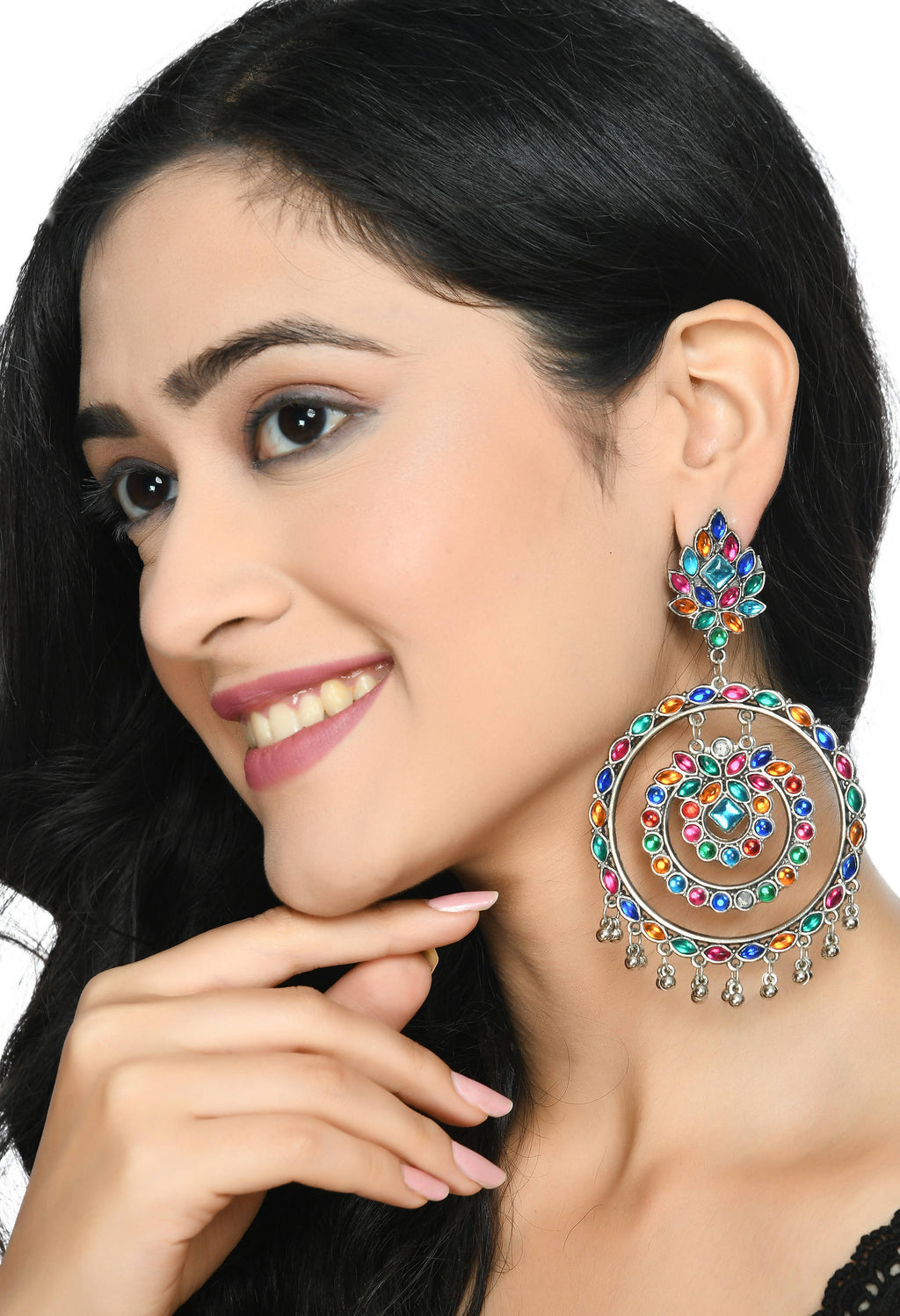 Mominos Fashion Johar Kamal Women's Multi Colour Kundan Circles Earrings - Distacart