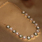 Kundan and Diamond Neckpiece with Meenakari (Gold) - Ruby Raang