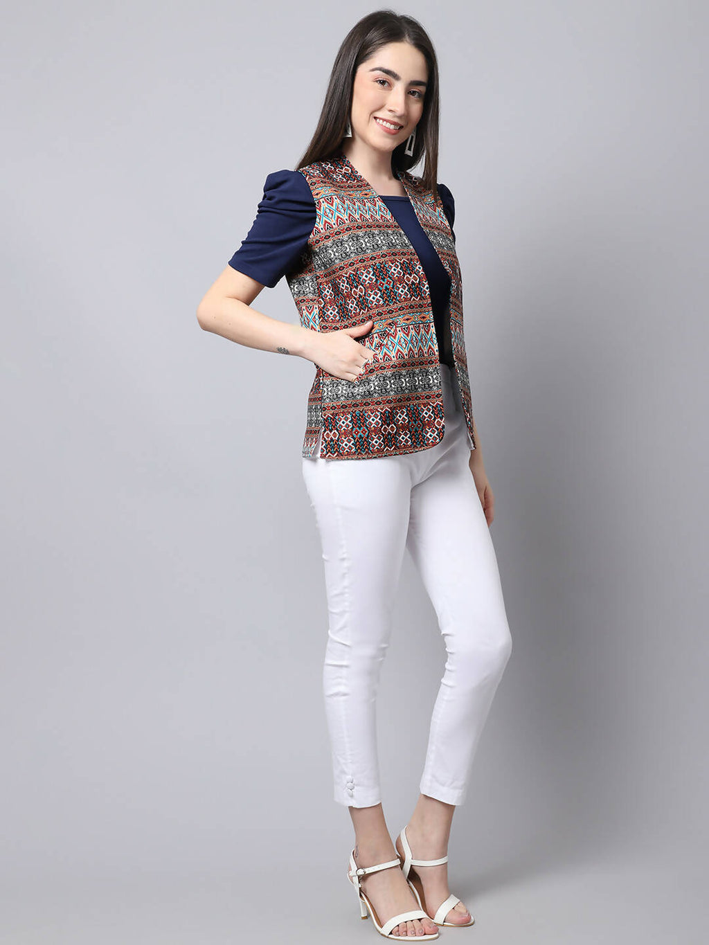 Even Apparels Brown 100% Polyester Open Front Women's Waistcoat - Distacart