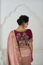 Kesar Fab Prettt Pink Color With Multi-Thread And Sequins Embroidery For Wedding Saree