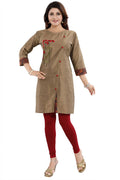 Snehal Creations Dressy Designer Cheeku Raw Silk Embroidered Short Tunic
