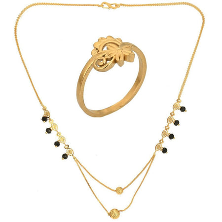AanyaCentric Gold-Polished Mangalsutra & Ring Set