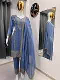 Teeya Creation Lavender Color Faux Georgette Embroidery Work Party Wear Salwar Suit - Distacart