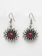 NVR Women's Silver-Toned Artificial Stones German Silver Oxidised Drop Earrings - Distacart