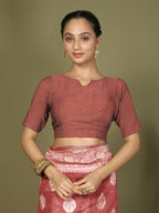 Shree Shyam Fashion Linen Cotton Rust Saree - Distacart