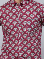 Miravan Men's Cotton Maroon Floral Printed Slim Fit Shirt