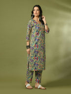 Myshka Women's Multi Printed Cotton Straight Party Kurta Set