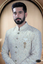 Joban Fashion Men's White Base Georgette Kurta with Pyjama