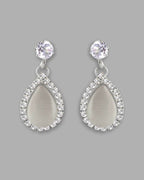 VOJ Silver Plated White Stone With AD Stone Studded Chain Set
