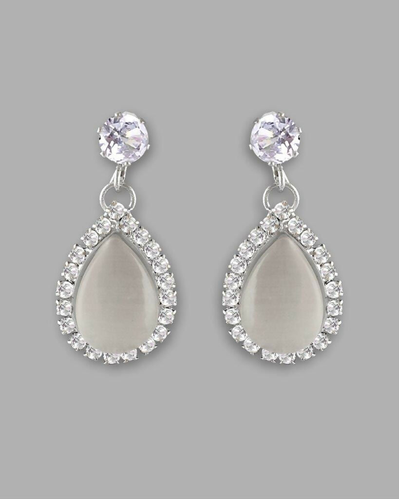 VOJ Silver Plated White Stone With AD Stone Studded Chain Set