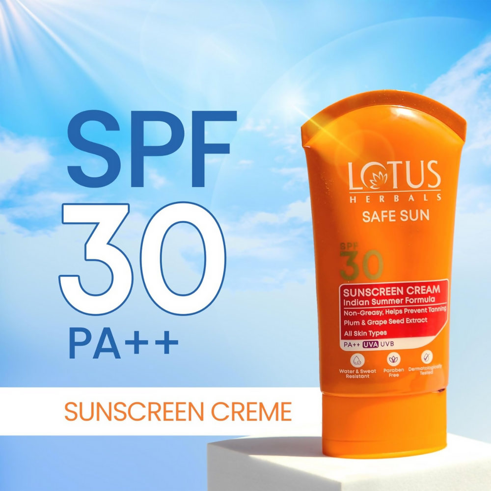 Lotus Herbals Safe Sun Sunscreen Cream SPF 30 PA+++ - Distacart