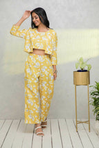 Myshka Women Yellow Printed Pastels Co-Ords - Distacart