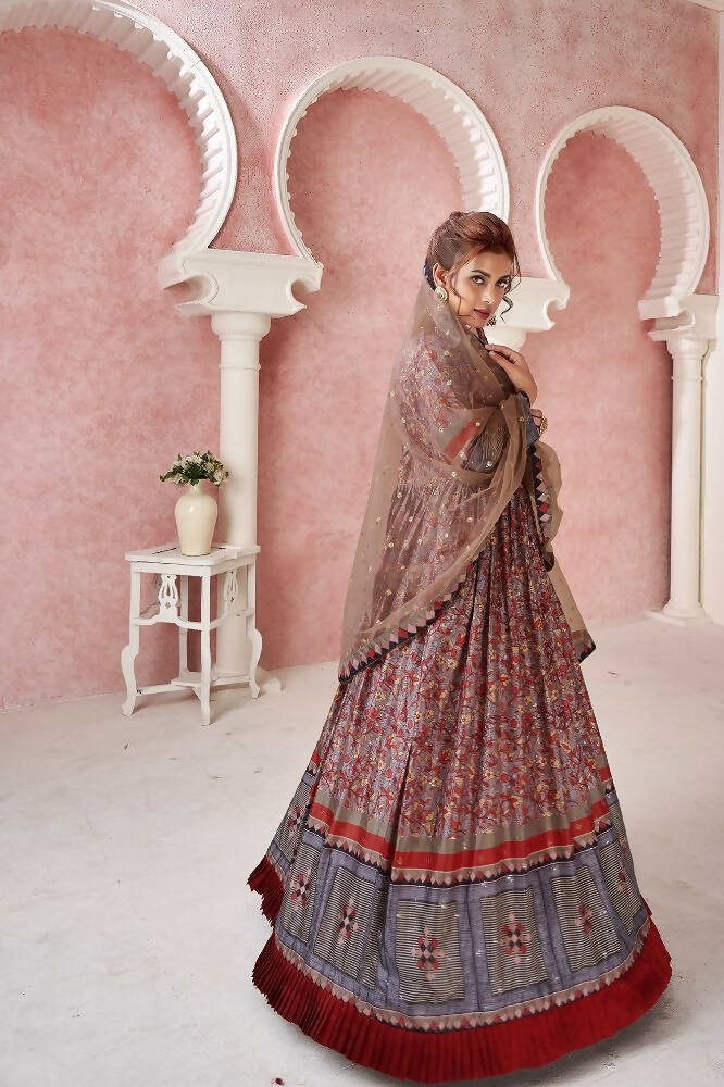 Everywhere Designer Maroon Dola Silk Gown With Dupatta - Anbazaar - Distacart