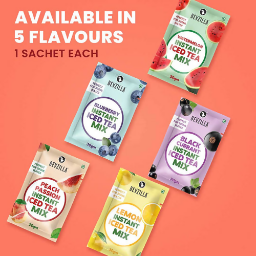 Bevzilla 5 Flavoured Iced Tea Sachets + Shaker - Distacart