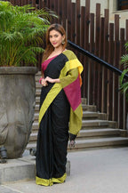 Beatitude Black Cotton Handloom Saree