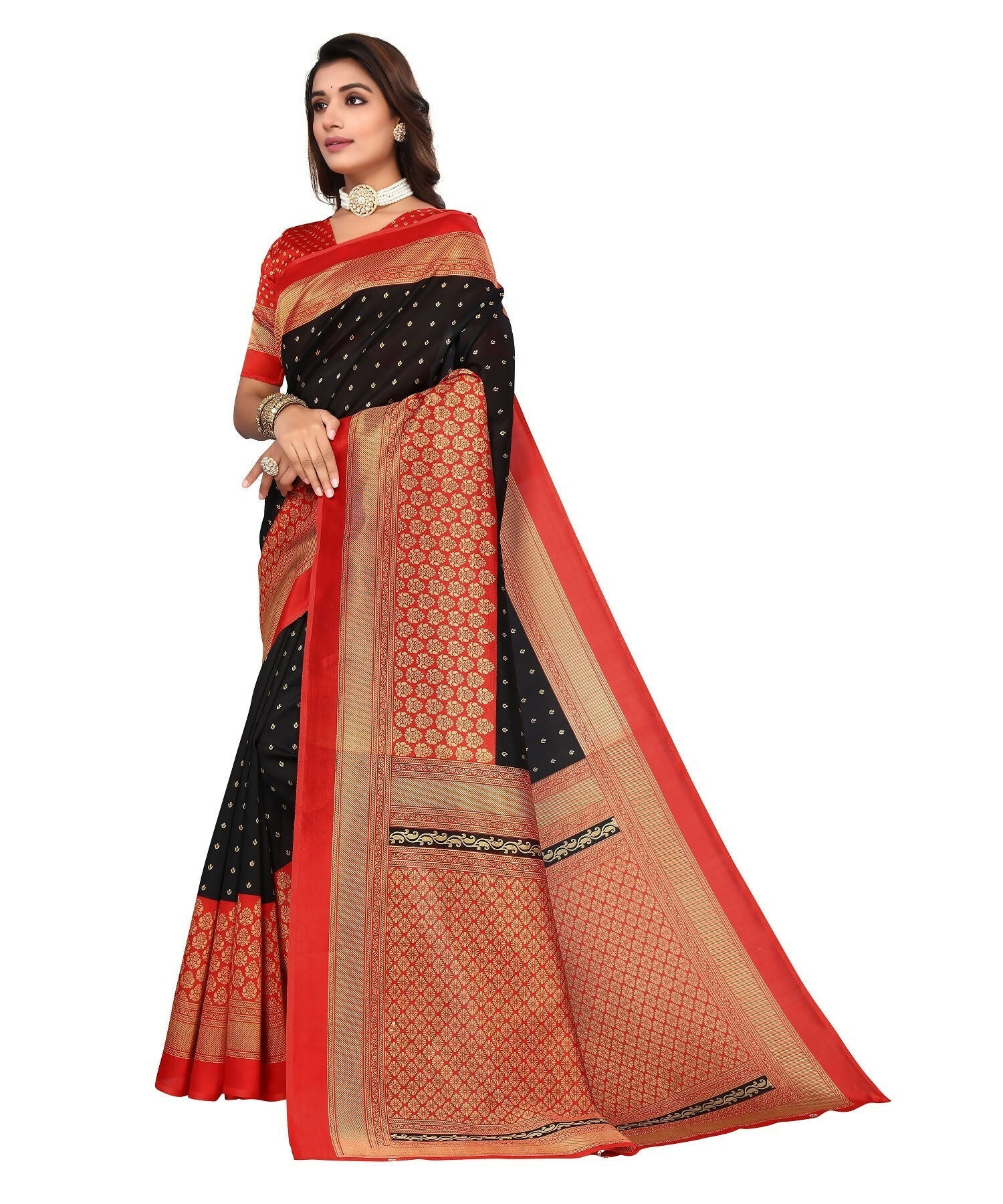 Vamika Black Printed Art Silk Saree