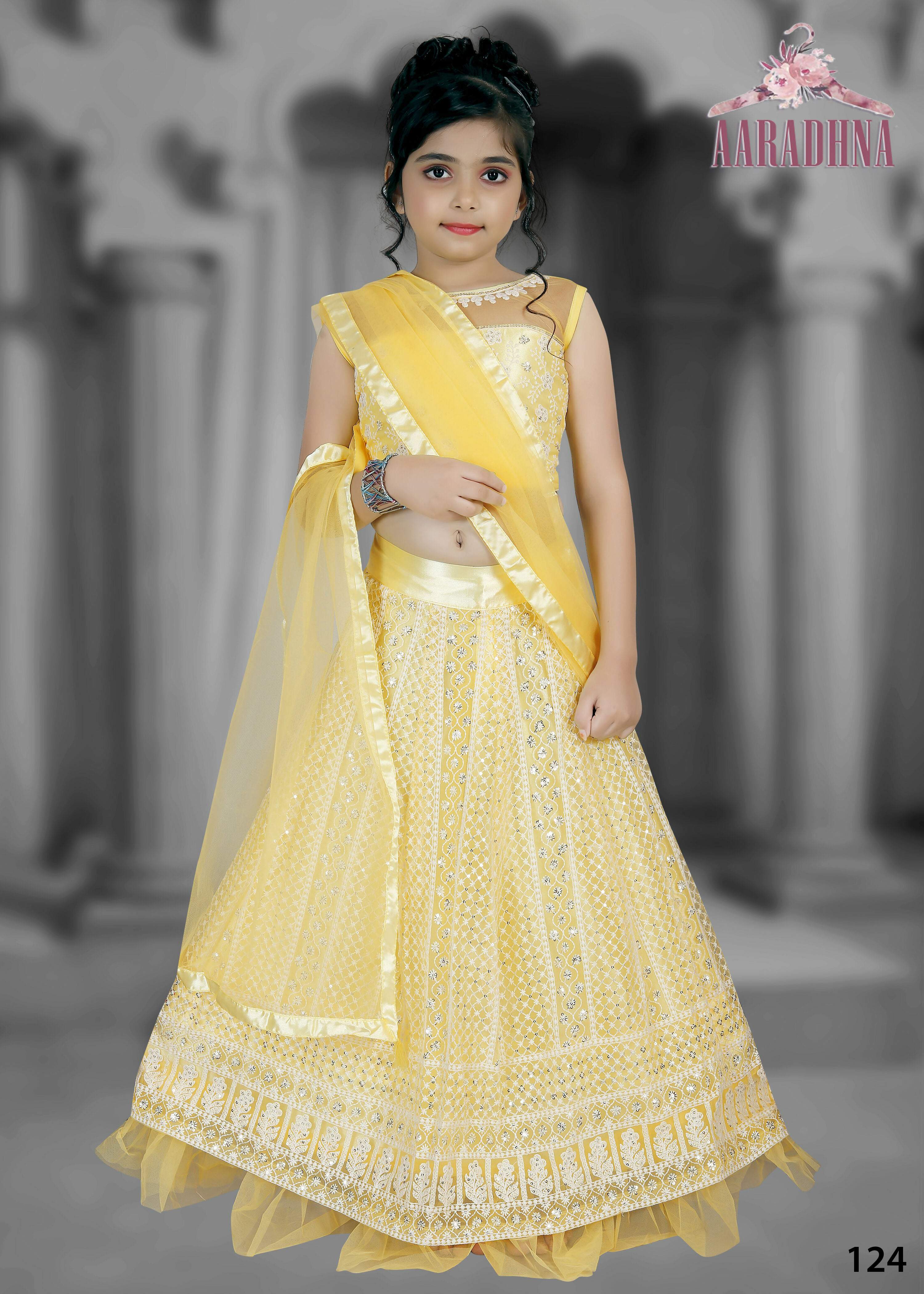 Wedding Designer Navy blue Net Kidswear Lahenga - Aaradhna