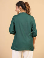 Womens Green Rayon Solid Top - Keeva