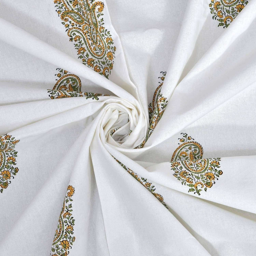 Premium Hand Block Printed Rajasthani Double Bedsheet Bedspread with 2 Pillow Covers