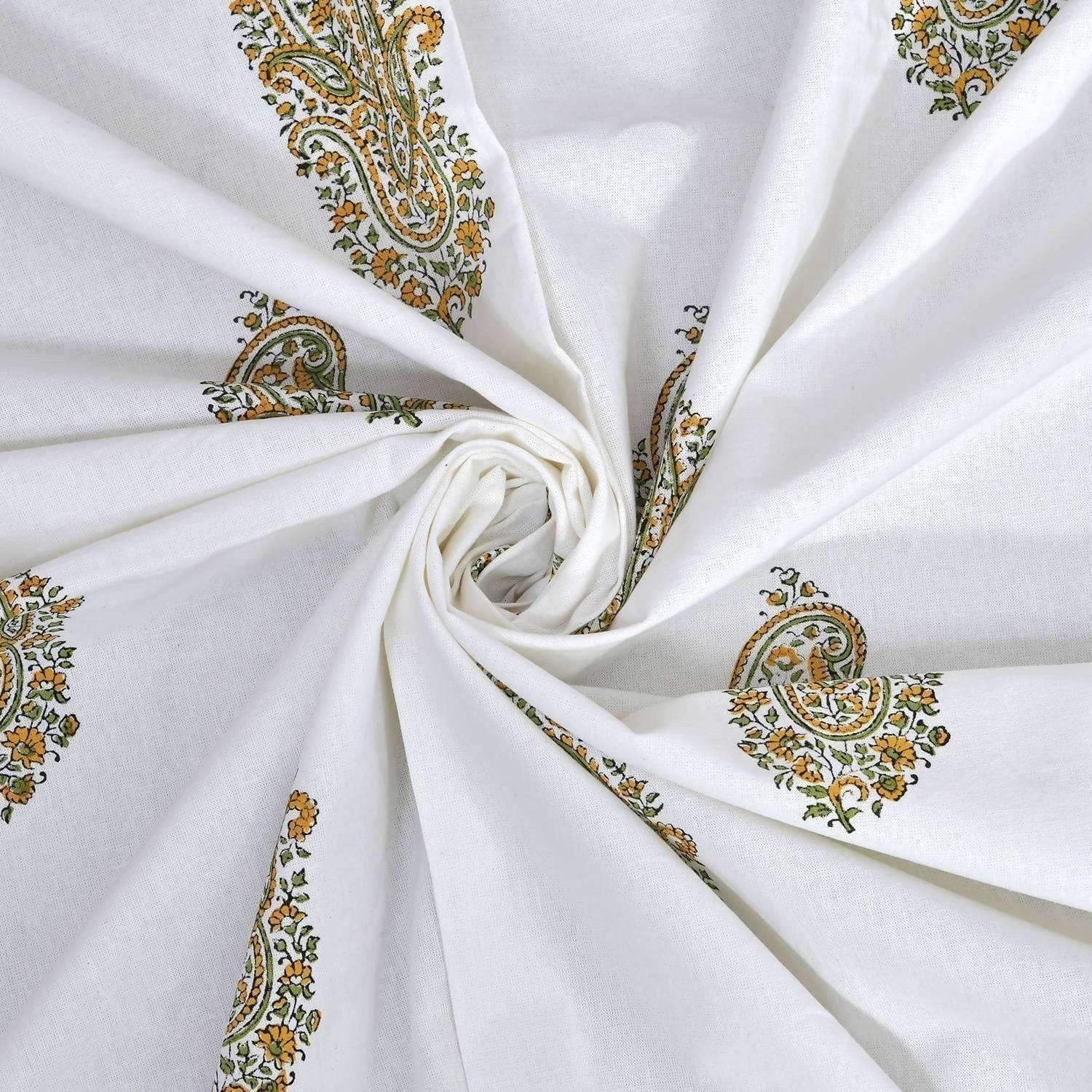 Premium Hand Block Printed Rajasthani Double Bedsheet Bedspread with 2 Pillow Covers