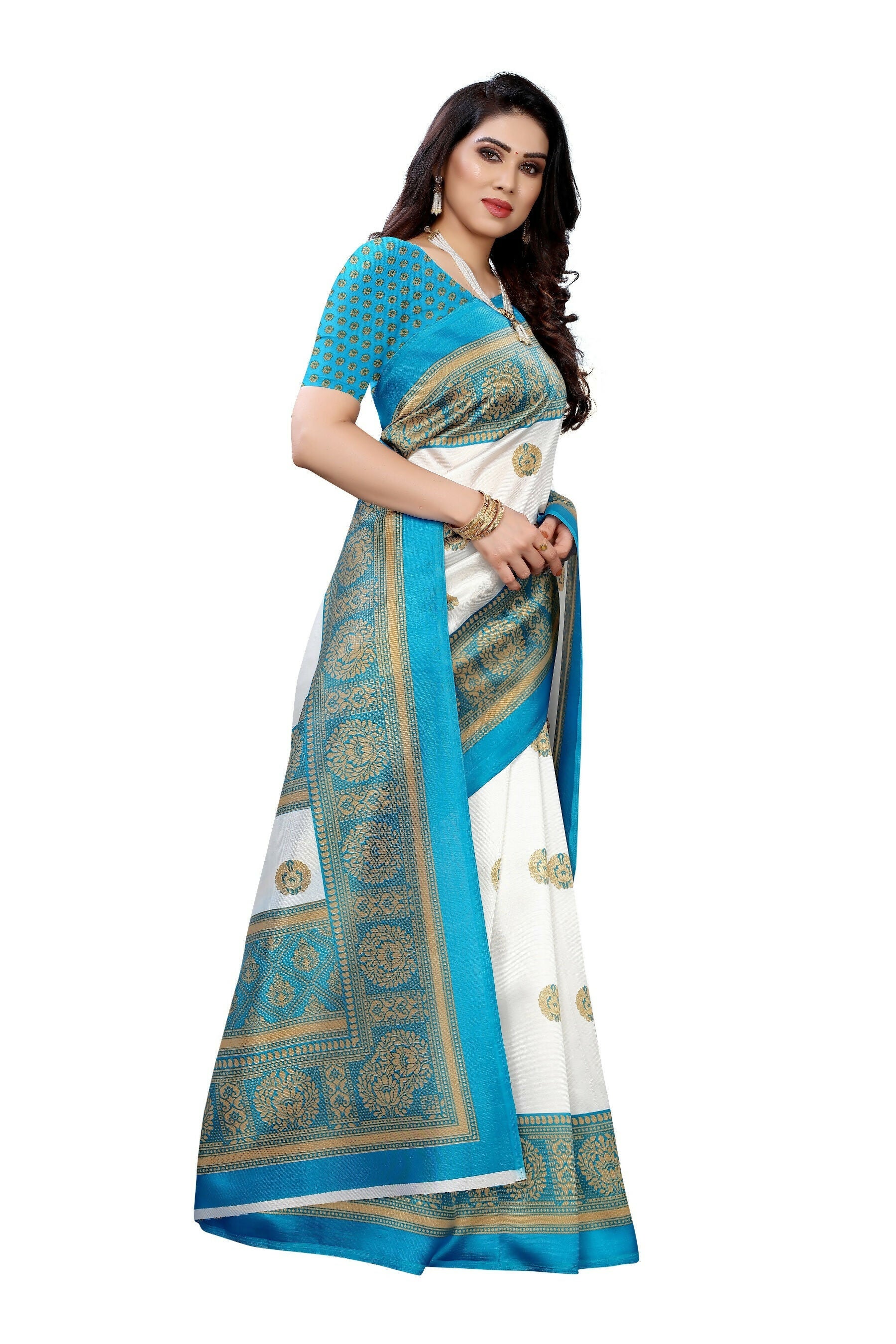 Vamika Rama Green Printed Art Silk Saree