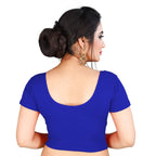 Vamika Blue Lycra Plain Blouse - Distacart