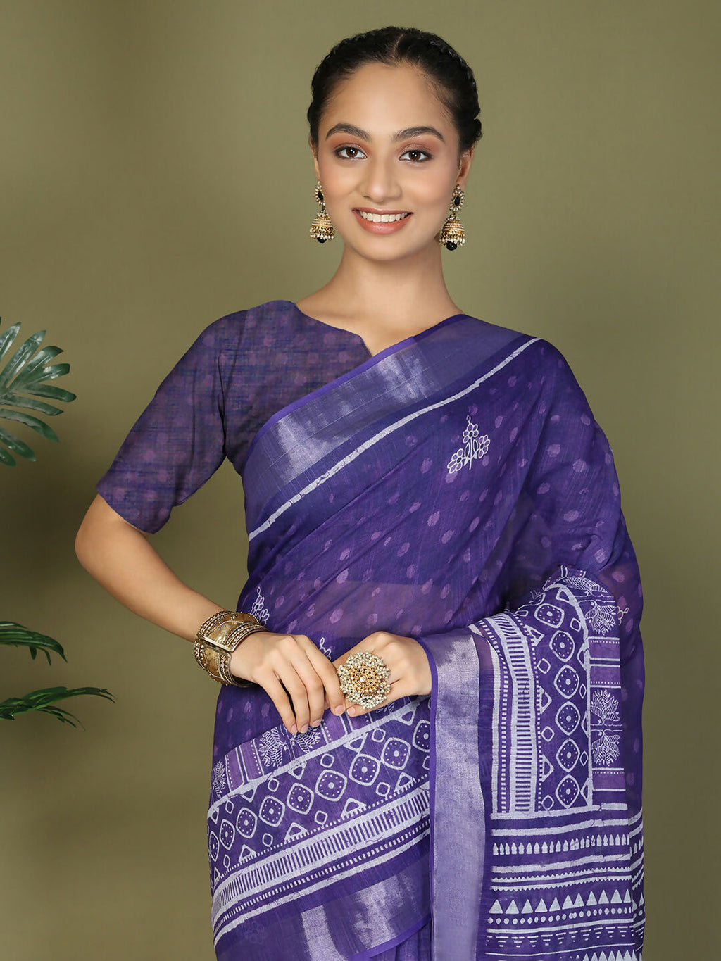 Shree Shyam Fashion Cotton Violet Saree - Distacart