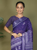 Shree Shyam Fashion Cotton Violet Saree - Distacart
